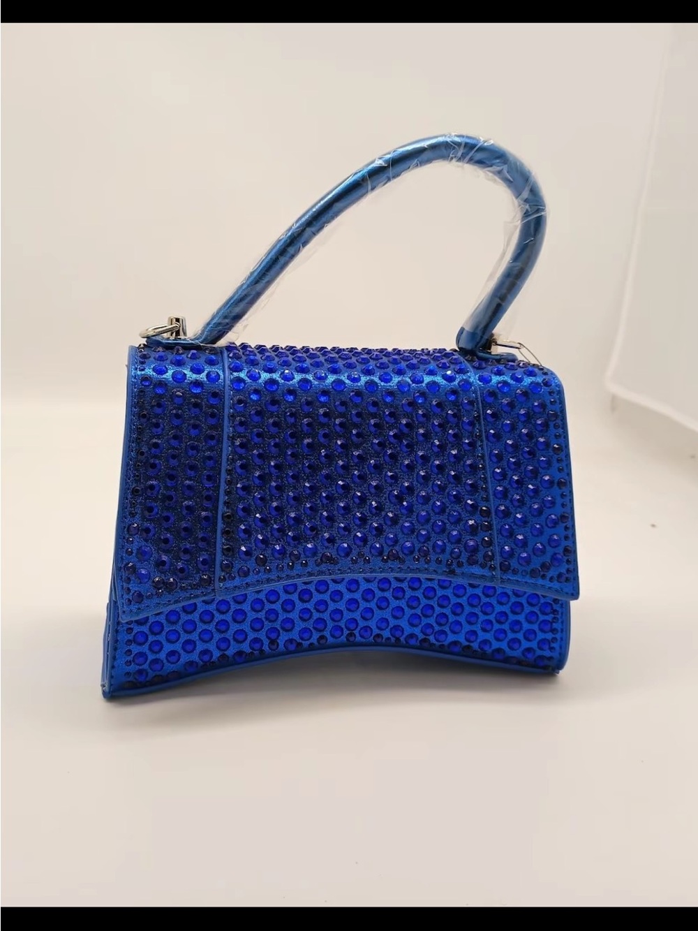 & Other Stories Blue Crystal-Studded Top-Handle Clutch